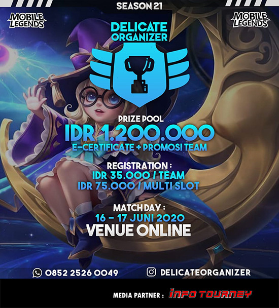 turnamen ml mlbb mole mobile legends juni 2020 delicate organizer season 21 poster