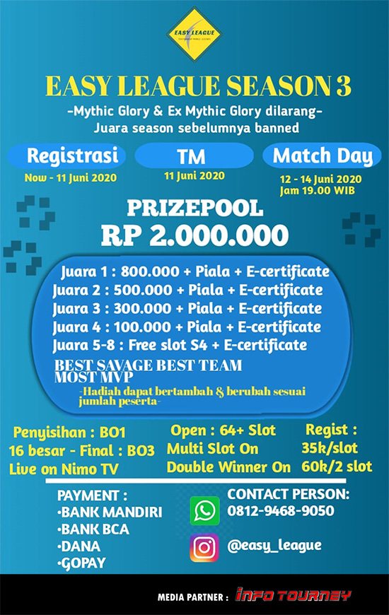 turnamen ml mlbb mole mobile legends juni 2020 easy league season 3 poster