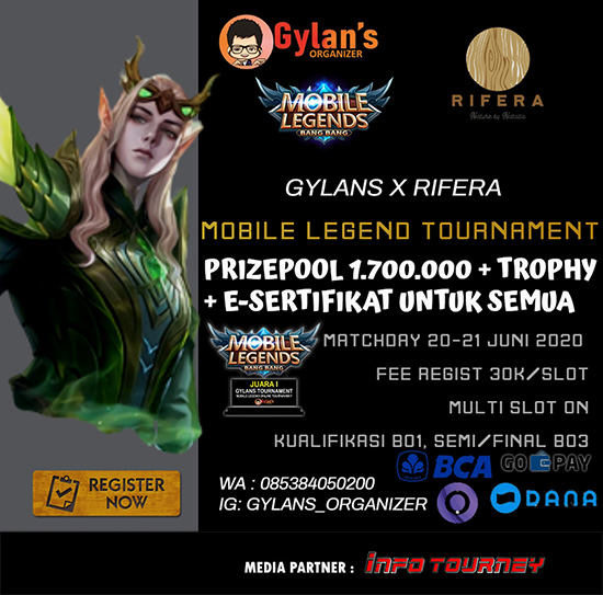 turnamen ml mlbb mole mobile legends juni 2020 gylans x rifera poster