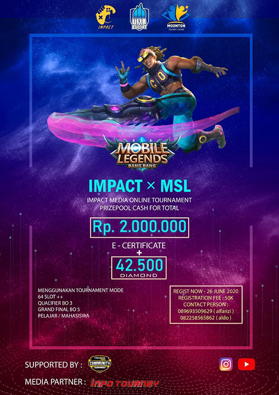 turnamen ml mlbb mole mobile legends juni 2020 impact x msl poster