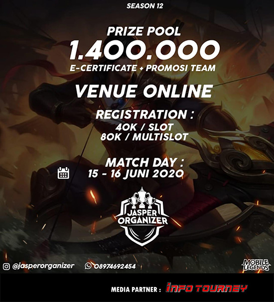 turnamen ml mlbb mole mobile legends juni 2020 jasper organizer season 12 poster