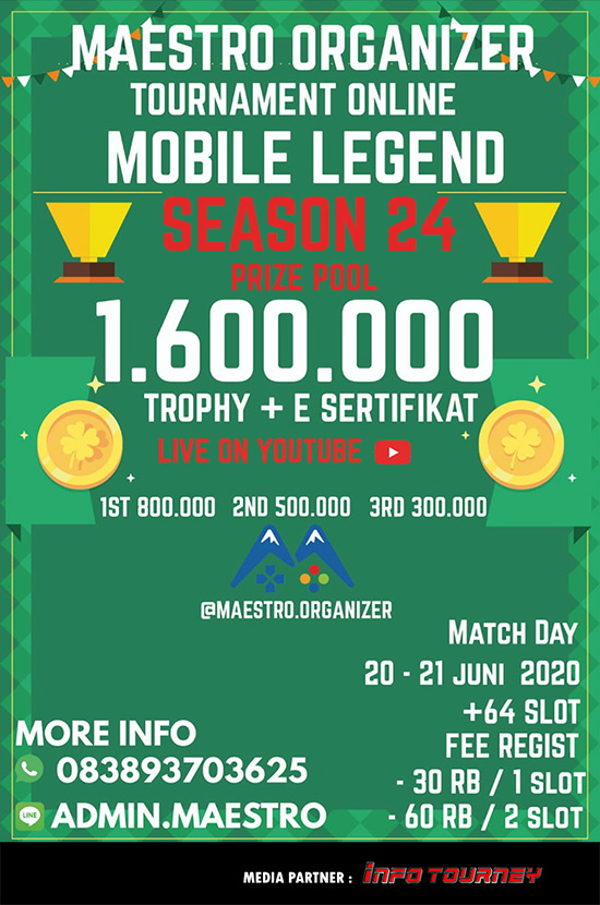 turnamen ml mlbb mole mobile legends juni 2020 maestro organizer season 24 poster