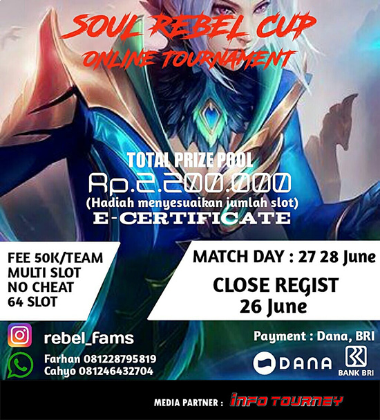 turnamen ml mlbb mole mobile legends juni 2020 soul rebel cup 2020 poster