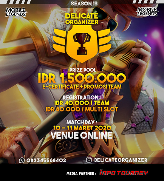 turnamen ml mlbb mole mobile legends maret 2020 delicate organizer season 13 poster