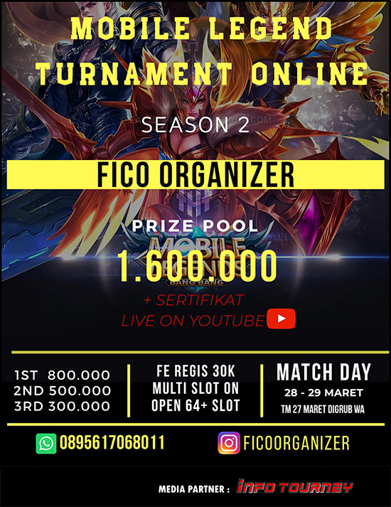 turnamen ml mlbb mole mobile legends maret 2020 fico organizer season 2 poster