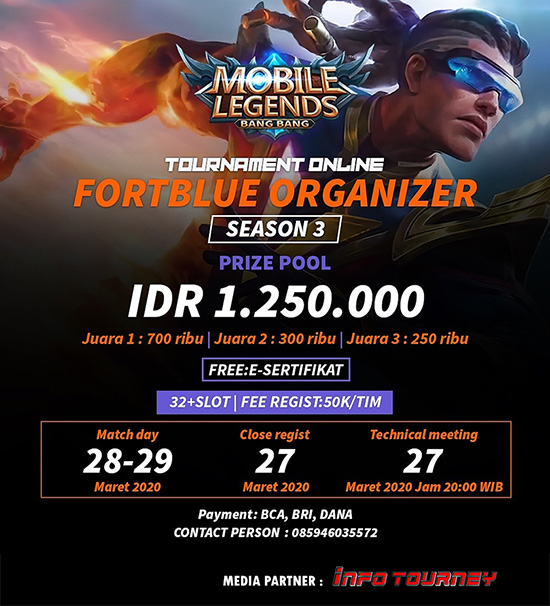 turnamen ml mlbb mole mobile legends maret 2020 fortblue organizer season 3 poster