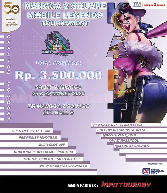 turnamen ml mlbb mole mobile legends maret 2020 kart organizer poster