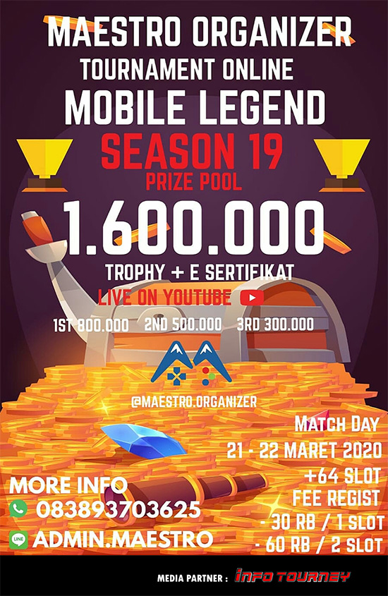 turnamen ml mlbb mole mobile legends maret 2020 maestro organizer season 19 poster