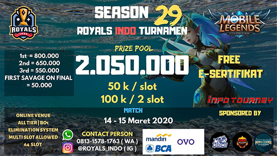 turnamen ml mlbb mole mobile legends maret 2020 royals indo season 29 logo