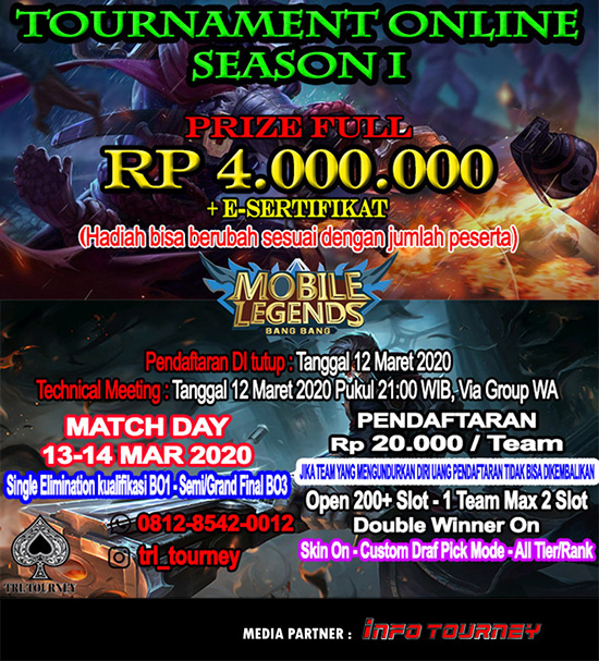 turnamen ml mlbb mole mobile legends maret 2020 trl season 1 poster