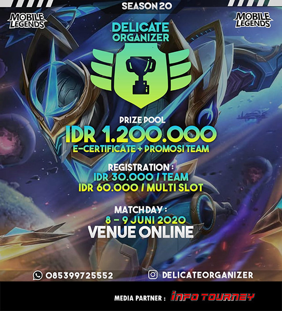turnamen ml mlbb mole mobile legends juni 2020 delicate organizer season 20 poster