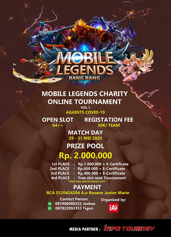 turnamen ml mlbb mole mobile legends mei 2020 charity covid 19 voume 1 poster