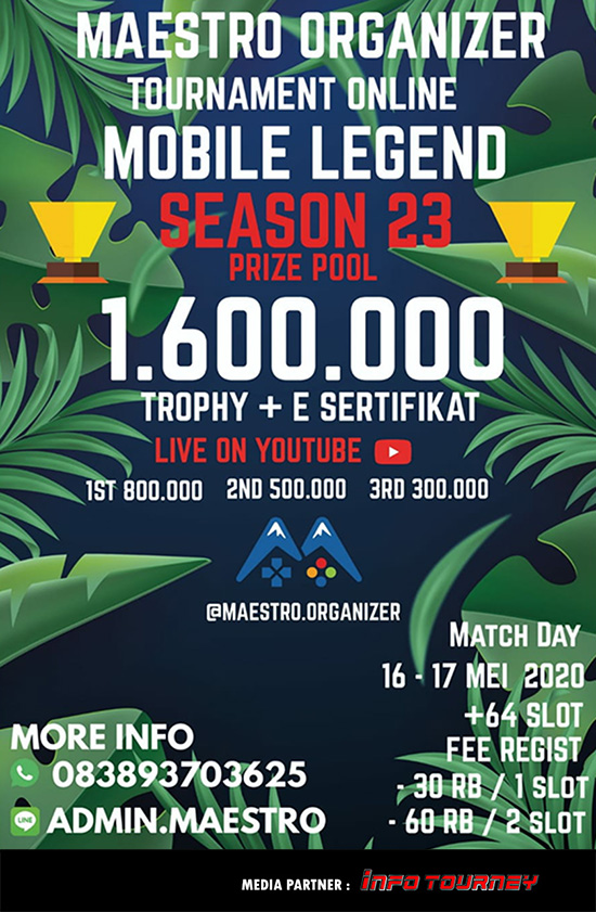 turnamen ml mlbb mole mobile legends mei 2020 maestro organizer season 23 poster
