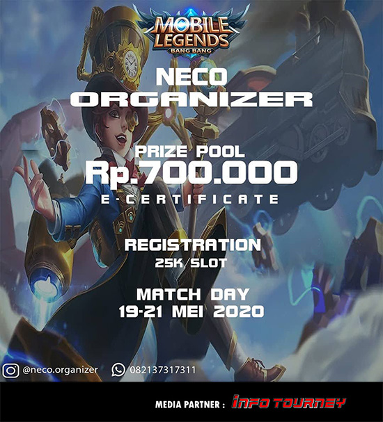 turnamen ml mlbb mole mobile legends mei 2020 neco organizer poster