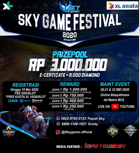 turnamen ml mlbb mole mobile legends mei 2020 sky game festival 2020 poster