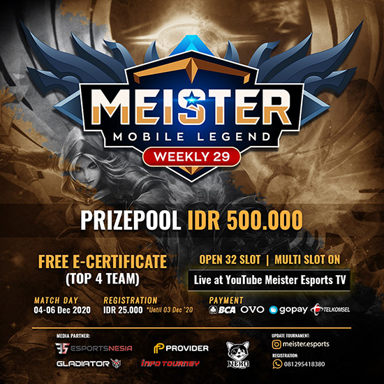 turnamen ml mlbb mole mobile legends desember 2020 meister weekly 29 poster