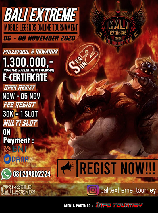turnamen ml mlbb mole mobile legends november 2020 bali extreme season 2 poster