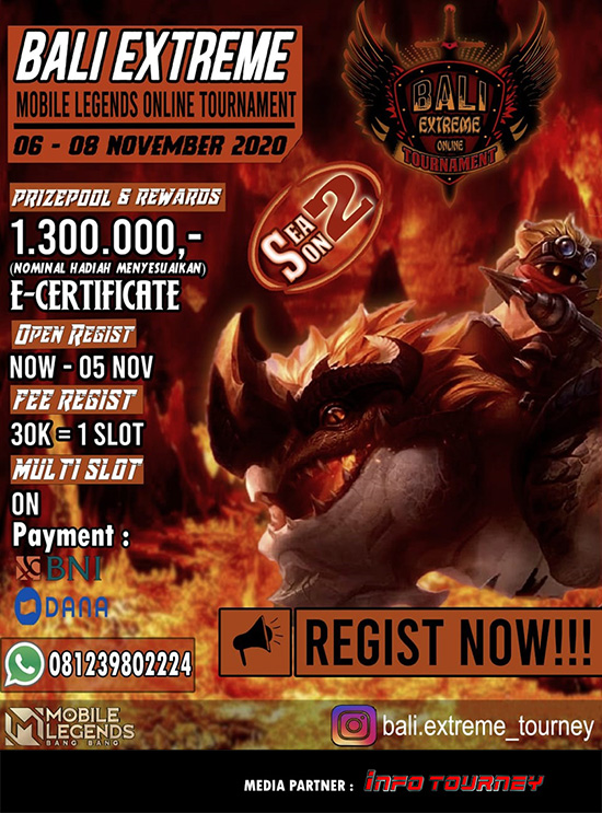 turnamen ml mlbb mole mobile legends november 2020 bali extreme season 2 poster