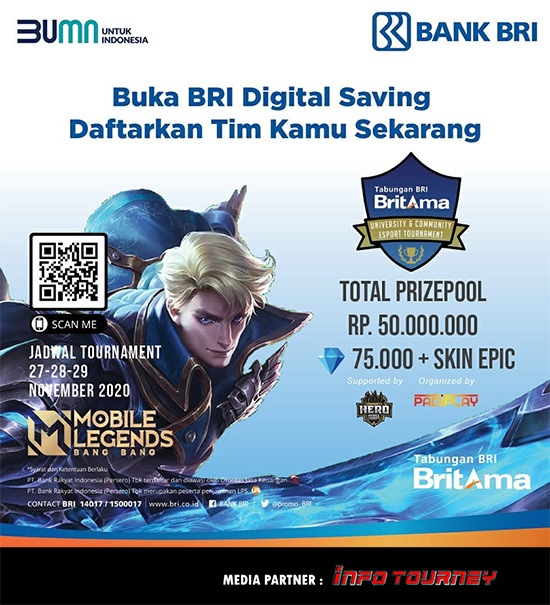 turnamen ml mlbb mole mobile legends november 2020 bri university and community poster