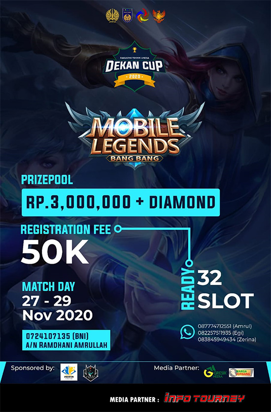 turnamen ml mlbb mole mobile legends november 2020 dekan cup ft unnes 2020 poster