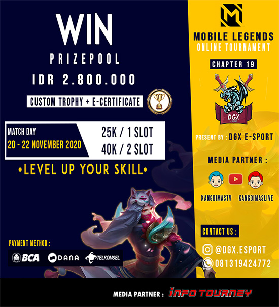 turnamen ml mlbb mole mobile legends november 2020 dgx esport chapter 19 poster