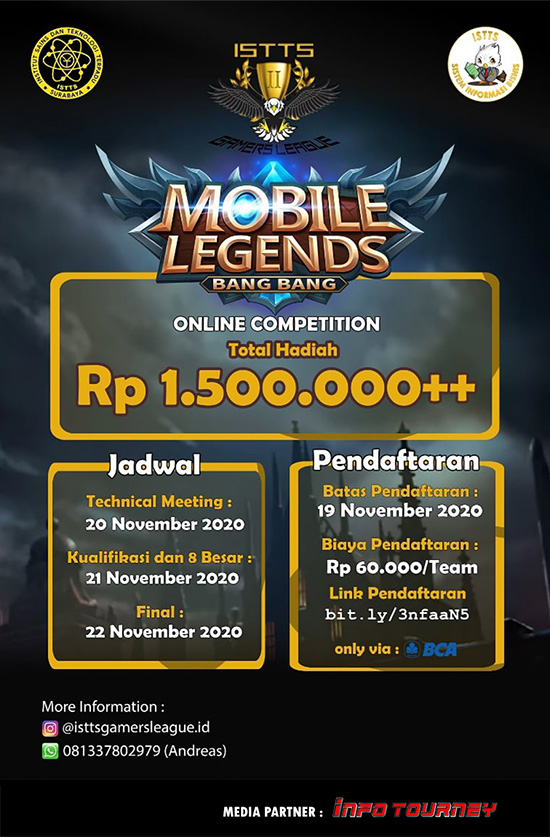 turnamen ml mlbb mole mobile legends november 2020 istts gamers league poster