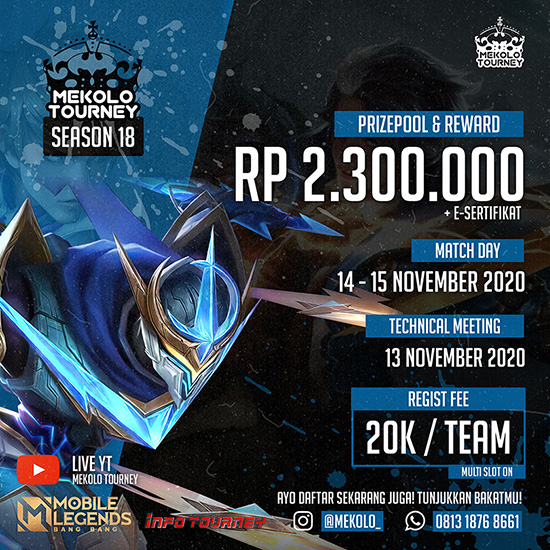 turnamen ml mlbb mole mobile legends november 2020 mekolo season 18 poster