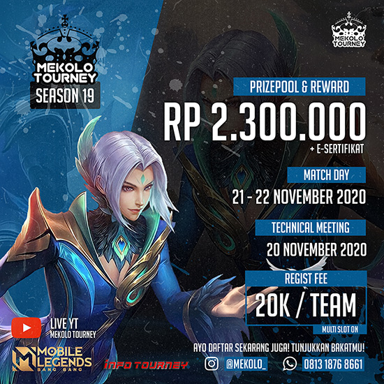 turnamen ml mlbb mole mobile legends november 2020 mekolo season 19 poster