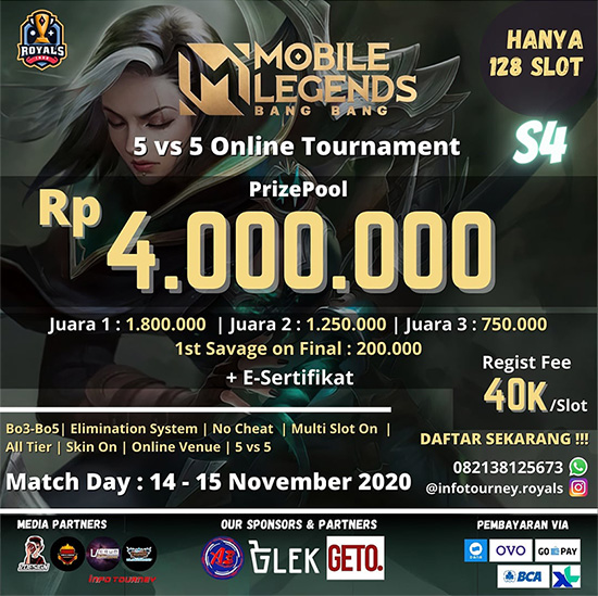 turnamen ml mlbb mole mobile legends november 2020 royals indo gold season 4 poster