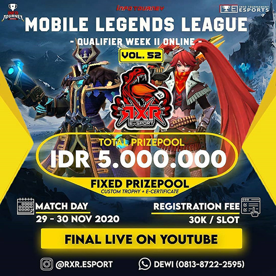 turnamen ml mlbb mole mobile legends november 2020 rxr season 52 week 2 poster