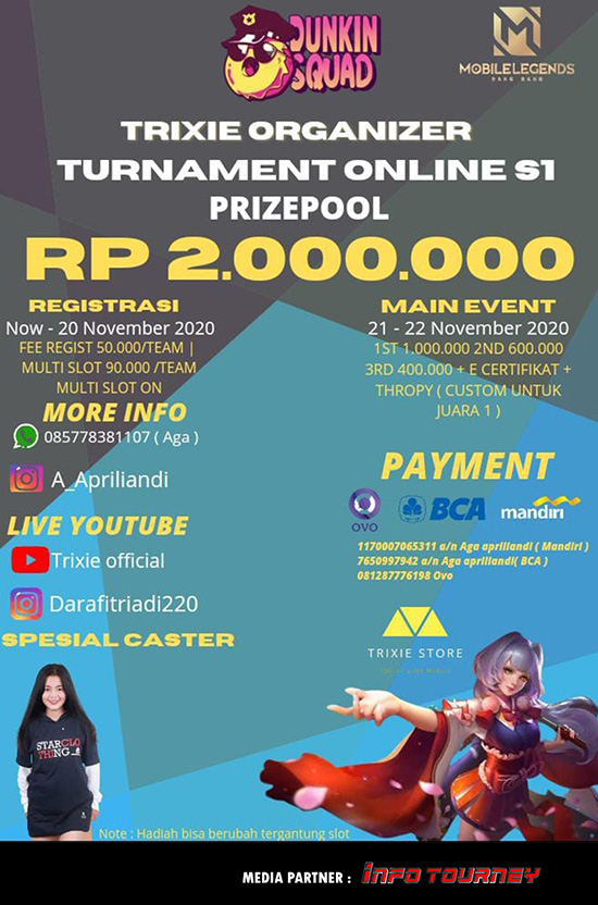 turnamen ml mlbb mole mobile legends november 2020 trixie organizer season 1 poster
