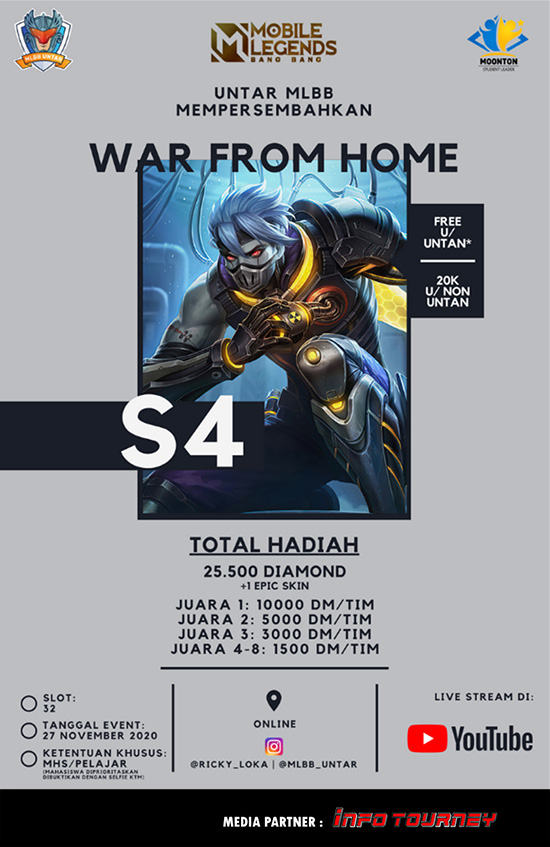turnamen ml mlbb mole mobile legends november 2020 untar war from home season 4 poster