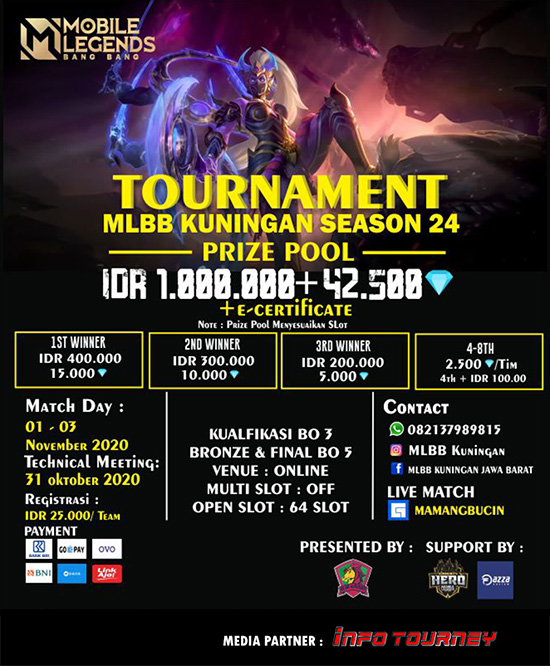 turnamen ml mlbb mole mobile legends november 2020 kuningan jabar season 24 poster