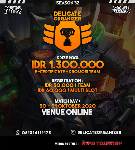 turnamen ml mlbb mole mobile legends oktober 2020 delicate organizer season 32 poster