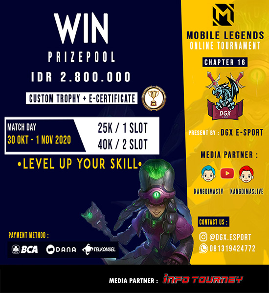 turnamen ml mlbb mole mobile legends oktober 2020 dgx esport chapter 16 poster
