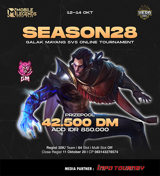 turnamen ml mlbb mole mobile legends oktober 2020 galak mayang season 28 poster