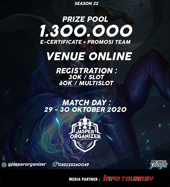 turnamen ml mlbb mole mobile legends oktober 2020 jasper organizer season 22 poster