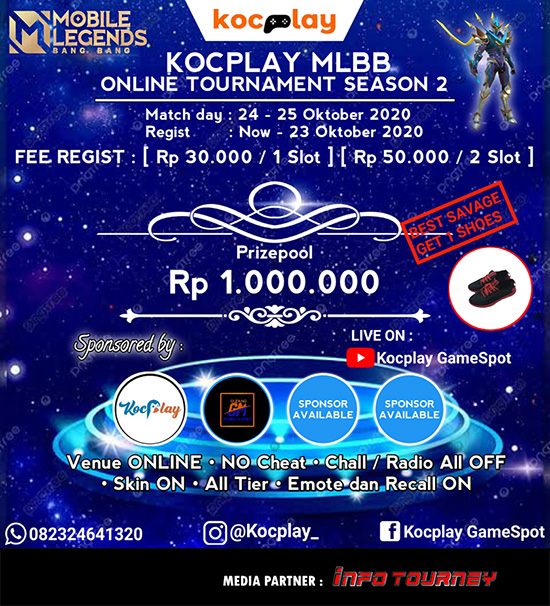 turnamen ml mlbb mole mobile legends oktober 2020 kocplay season 2 poster