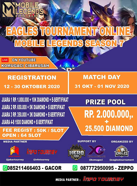 turnamen ml mlbb mole mobile legends oktober 2020 komugaci x eagles season 7 poster