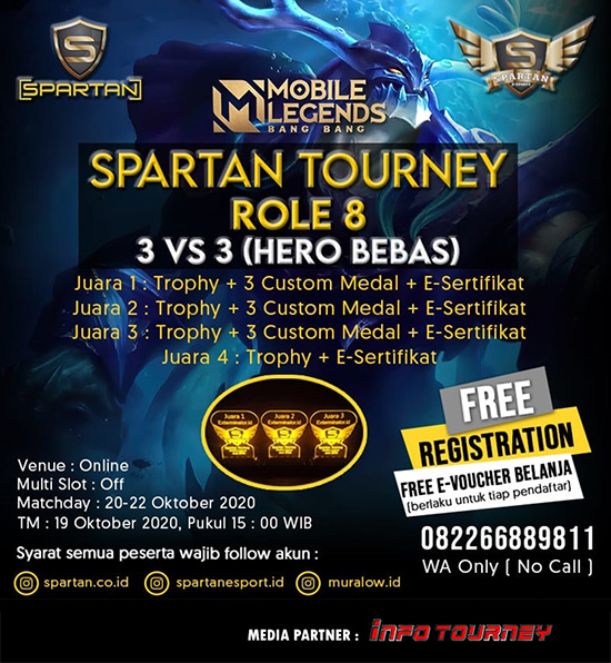 turnamen ml mlbb mole mobile legends oktober 2020 spartan role 8 3vs3 poster