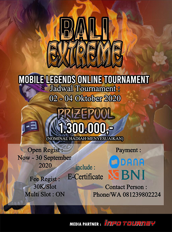 turnamen ml mlbb mole mobile legends oktober 2020 bali extreme poster