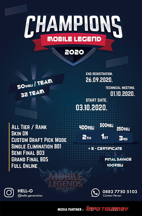 turnamen ml mlbb mole mobile legends oktober 2020 champions 2020 poster