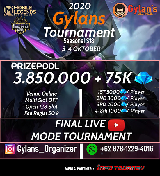 turnamen ml mlbb mole mobile legends oktober 2020 gylans organizer season 18 poster