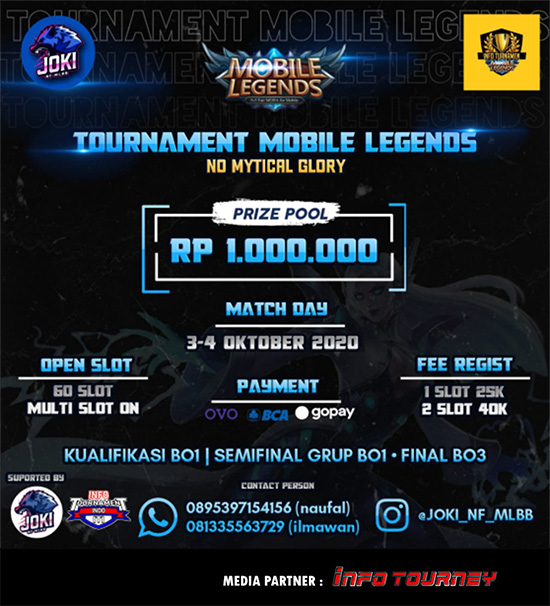 turnamen ml mlbb mole mobile legends oktober 2020 joki nf season 1 no myhtic glory poster