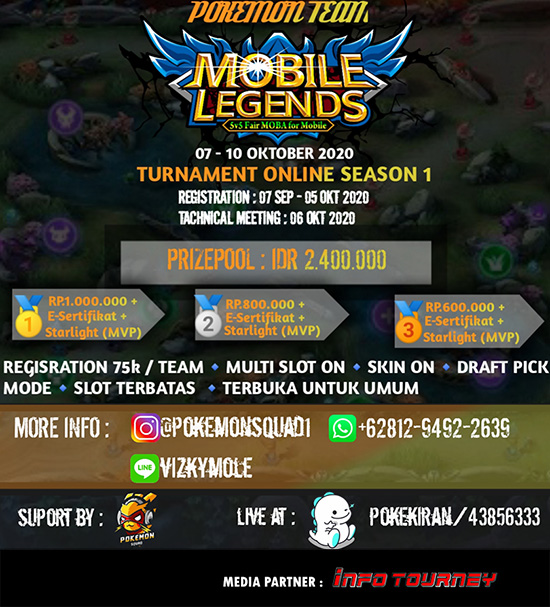 turnamen ml mlbb mole mobile legends oktober 2020 pokemon squad season 1 poster
