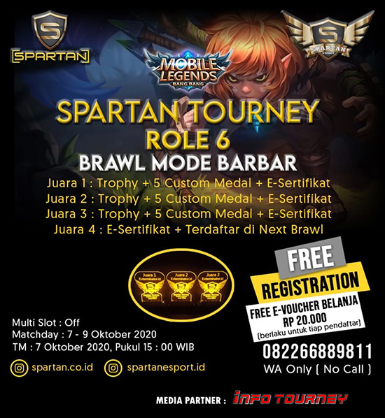 turnamen ml mlbb mole mobile legends oktober 2020 spartan role 6 brawl mode poster