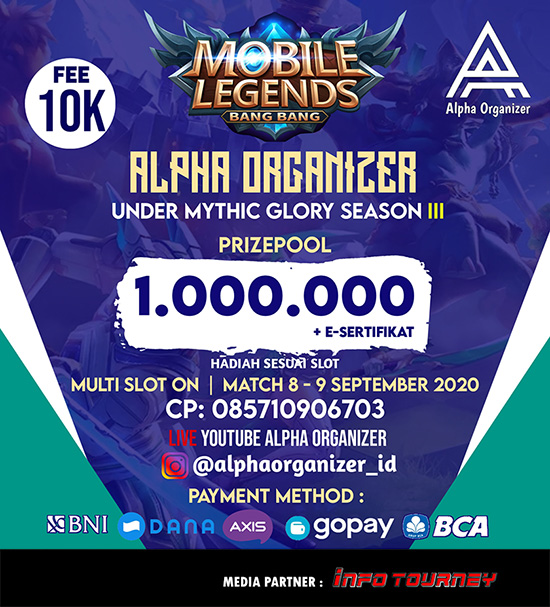 turnamen ml mlbb mole mobile legends september 2020 alpha under myhtic season 3 poster