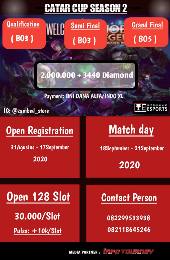 turnamen ml mlbb mole mobile legends september 2020 catar cup season 2 poster