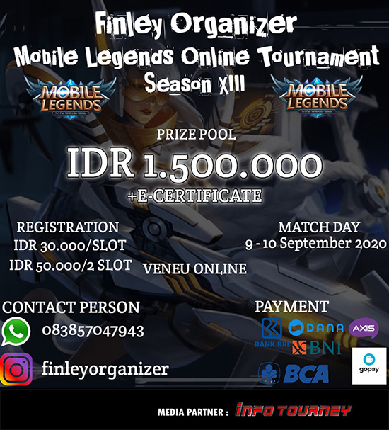 turnamen ml mlbb mole mobile legends september 2020 finley organizer season 13 poster