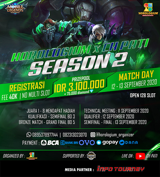 turnamen ml mlbb mole mobile legends september 2020 horologium x ch pati season 2 poster